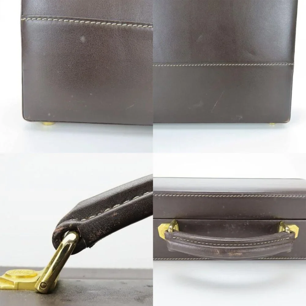 Loewe Business Bag Leather Brown Beige Gold Hardware Attache Case Hard